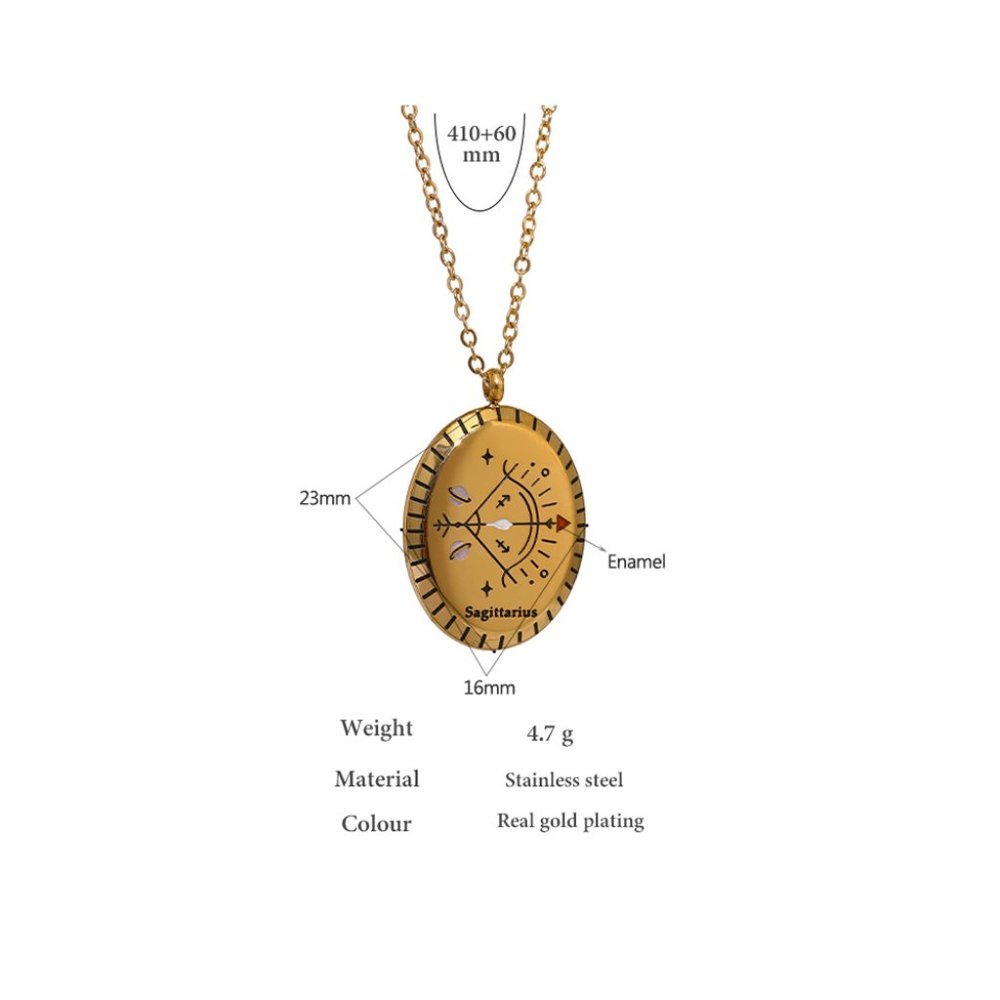 SCORPIO--NEW 18K Gold Plated SCORPIO Sign Zodiac Oval Pendant Necklace - Picture 2 of 5